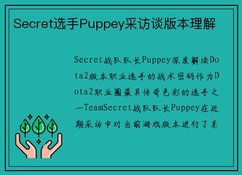 Secret选手Puppey采访谈版本理解